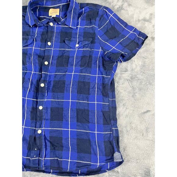 Roebuck & Co. Men's Blue Plaid Short Sleeve Button Shirt Size XL - Picture 6 of 9